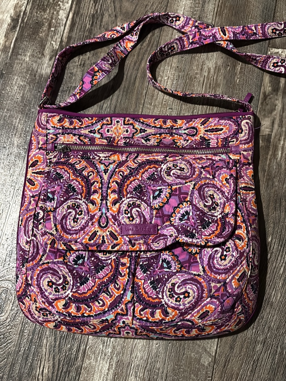 Vera Bradley Purple Orange Paisley Quilted Crossbody Bag!!